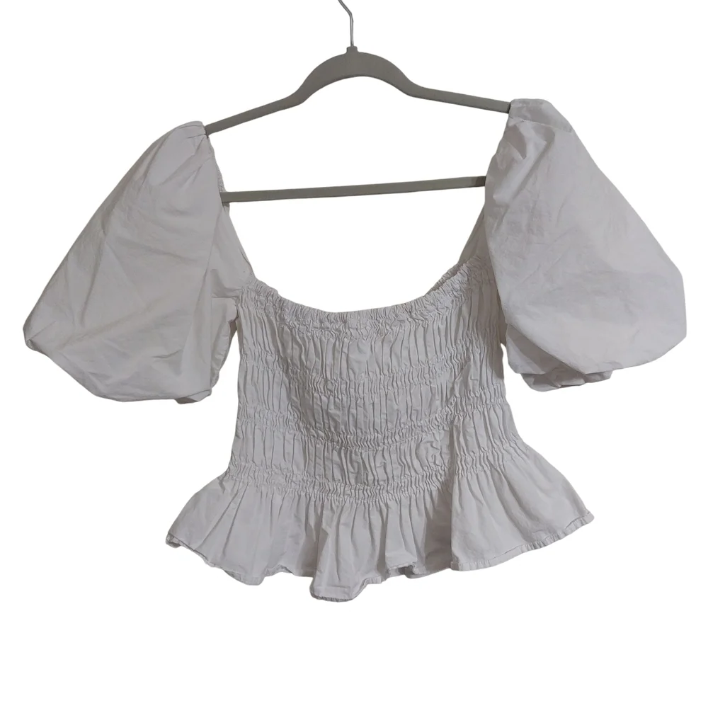 Astr White Puff Sleeve Blouse